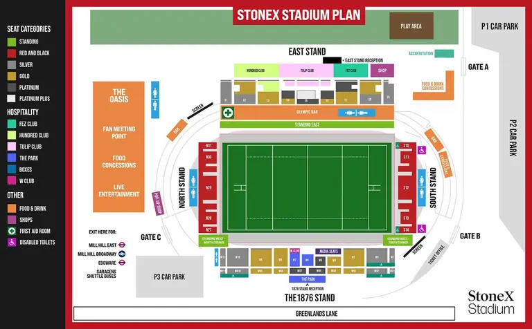 Plan tribunes StoneX Stadium